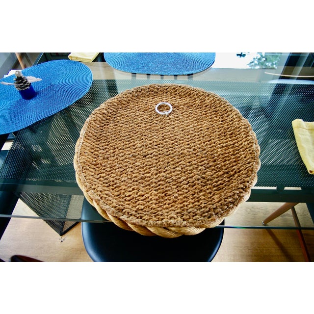 Large Round Rope Mirror by Adrien Audoux & Frida Minet, 1950 For Sale - Image 10 of 11