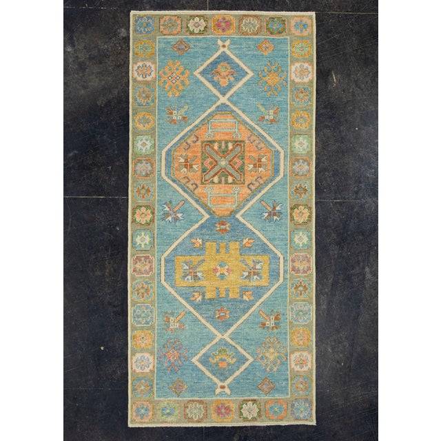 Blue Turkish Oushak Rug 3' x 6'6" #18003 For Sale - Image 8 of 8