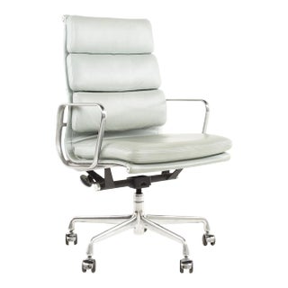 Eames Mid Century Blue Gray Soft Pad Chair For Sale