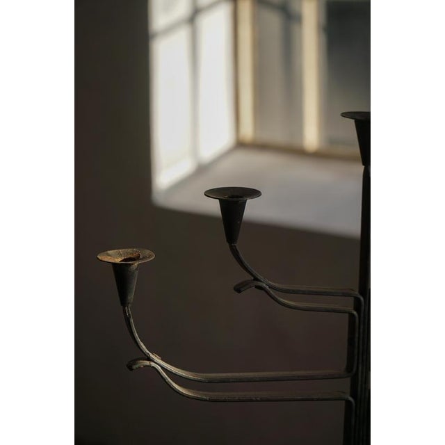 Vintage Scandinavian Brutalist Wrought Iron and Metal Candleholder, 1940s For Sale - Image 17 of 18