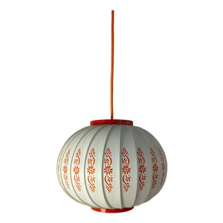 Pendant Lamp with Red Floral Details by Lars Schiøler For Sale