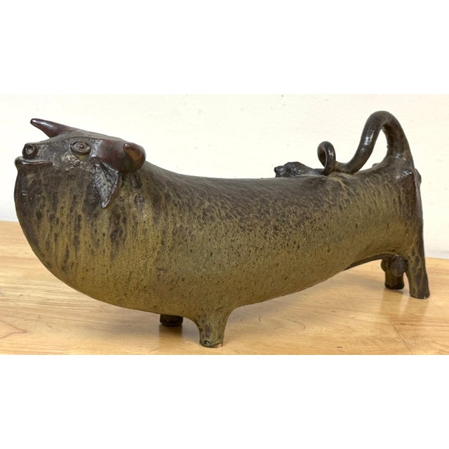 Late 20th Century Jorge Mealha (1934 -2021) Pottery, Large Bull Sculpture Portugal, late 20th C. For Sale - Image 5 of 18