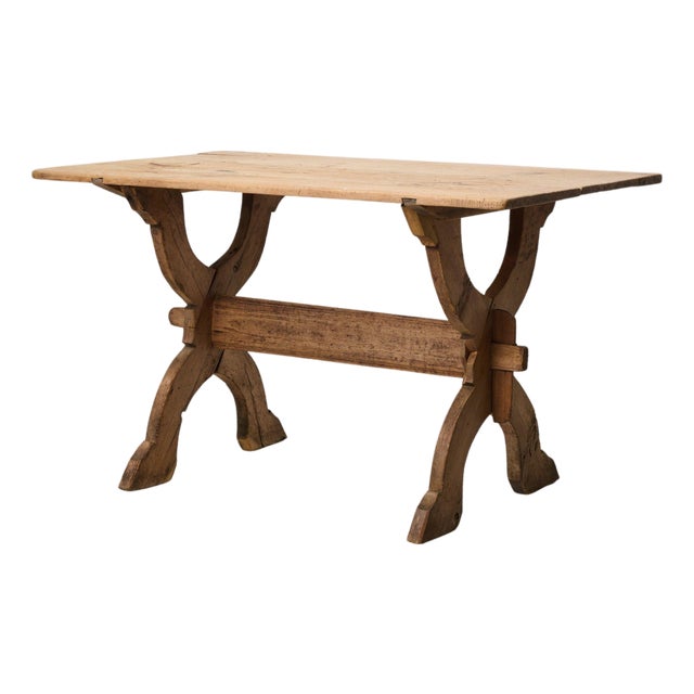Antique Northern Swedish Primitive Trestle Table in Pine For Sale