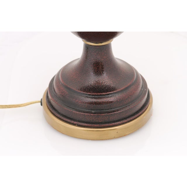 1980s Neoclassical Enameled Oxblood & Brass Rams Head Lamps, Attr. Chapman For Sale In Atlanta - Image 6 of 6
