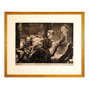James Tissot Le Banc de Jardin Mezzotint Etching on Paper Beraldi 66 Edition
