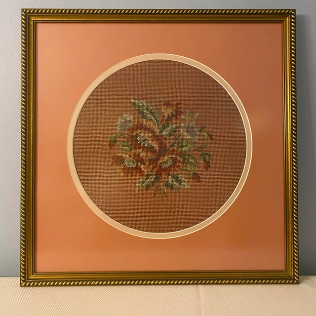The needlepoint artwork was framed around the Late 1970s or 1980s. The frames are in bronze gold and in great condition...