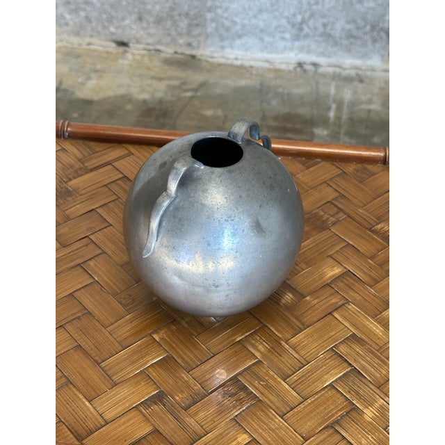 1930s Sylvia Stave Bulbous Pewter Vase With Motif and Handles c.g. Hallberg, Sweden 1933 For Sale - Image 5 of 6