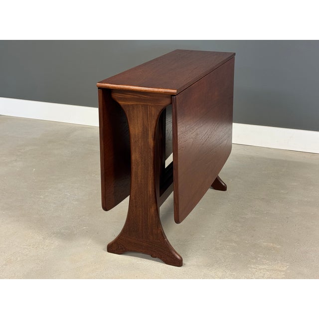 Mid 20th Century Refinished Danish Modern Teak Drop Leaf Dining Table For Sale - Image 4 of 8