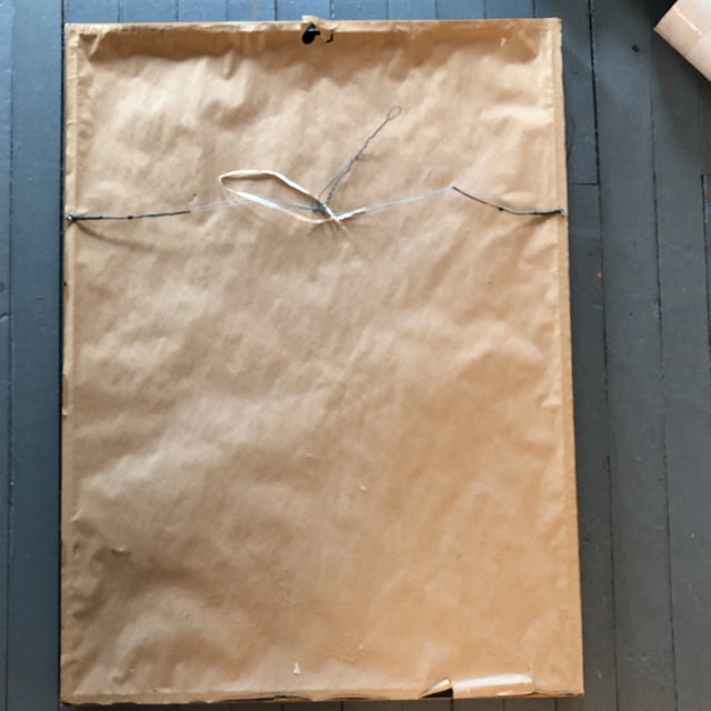 Paper Original Vintage 1970’s Large Workmen Pencil Drawing Signed For Sale - Image 7 of 8