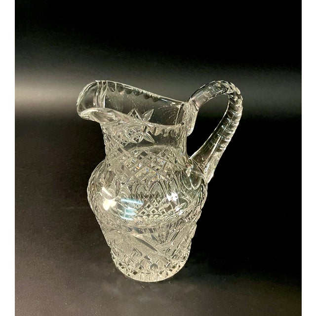 Modern American Brilliant Period ABP Cut Crystal Pitcher, 1910s For Sale - Image 3 of 6