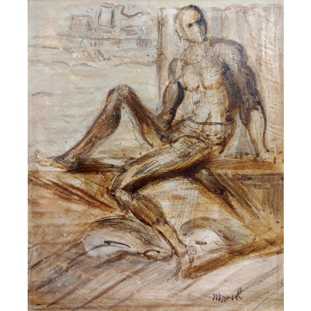 Figurative Reginald Marsh -Nude Male -Oil Painting For Sale - Image 3 of 8