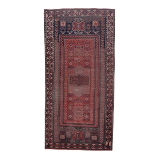 1970s Vintage Turkish Handmade Wool Cotton Red Runner Rug For Sale