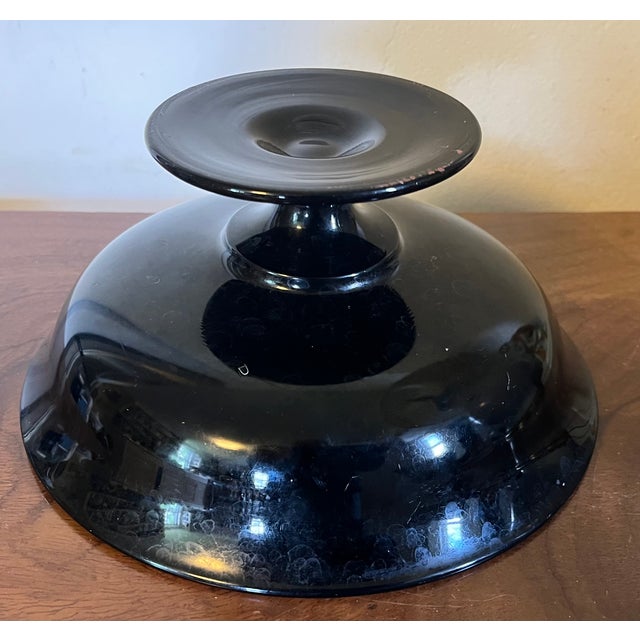 Black Antique Early 20th Century Black Amethyst Glass Footed Fruit Bowl or Centerpiece Tazza For Sale - Image 8 of 12