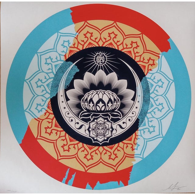 Shepard Fairey Lotus Ornament Target Silkscreen on cream Speckletone paper Signed Edition of 450 Size 61 x 61 cm This...