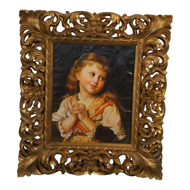 Late 20th Century Kalina Oksana 'The Girl Entreaty' Portrait Painting Ornate Rococo Frame For Sale