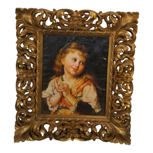 Late 20th Century Kalina Oksana 'The Girl Entreaty' Portrait Painting Ornate Rococo Frame