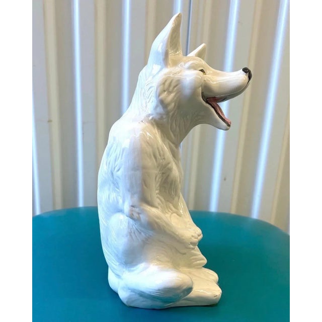 Mid 20th Century Large Italian Ceramic Wolf/Fox Figure For Sale - Image 5 of 8
