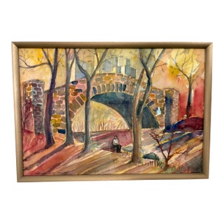 Watercolor - Arnold Weber (1931-2010) Central Park For Sale