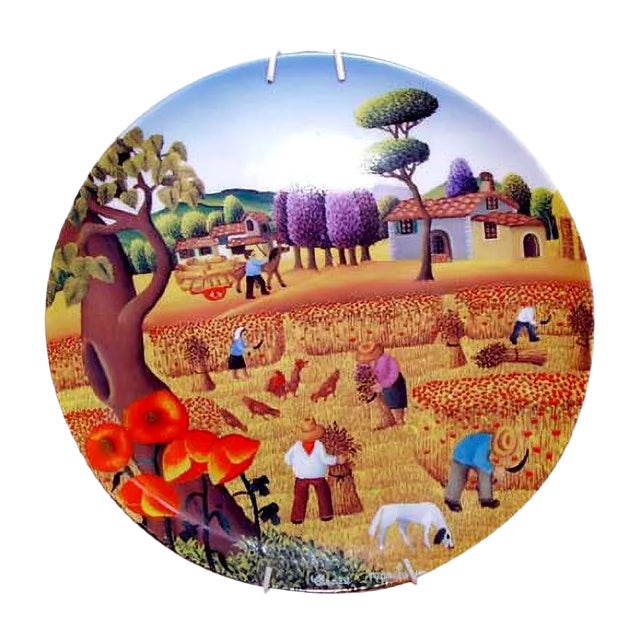 Hand-Painted Glazed Ceramic Dish by Cesare Marchesini, 1950s For Sale