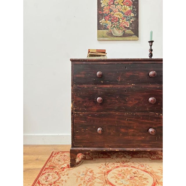 19th Century Dark Scumbled Pine Chest of Drawers For Sale - Image 4 of 9