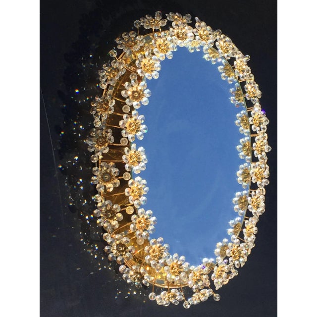 1980s 1980s Illuminated Mirror with Crystal Flowers by Palwa For Sale - Image 5 of 8