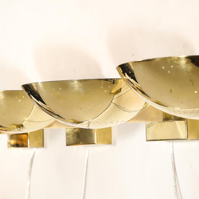 1950s Country of Origin Finland Item Type Set of Four Mid-Century Modernist Polished Brass Sconces by Paavo Tynell For Sale - Image 10 of 18