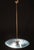 Elegant Italian vintage pendant chandelier featuring a beautifully detailed floral-patterned glass shade suspended from a...