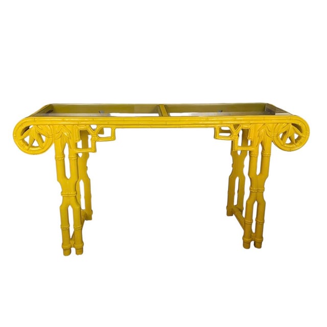 1970s Yellow Lacquer Ornate Pagoda Console For Sale In Boston - Image 6 of 6