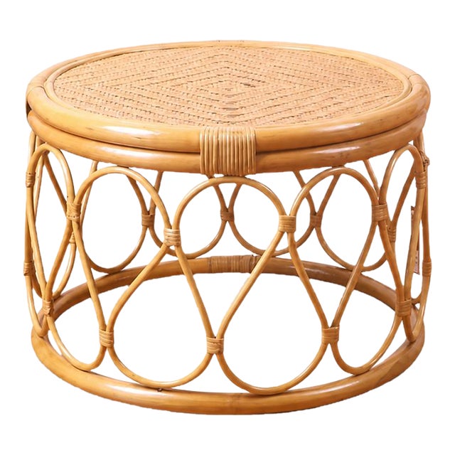 Handcrafted Natural Rattan Side Table | Boho Rustic Accent Furniture For Sale