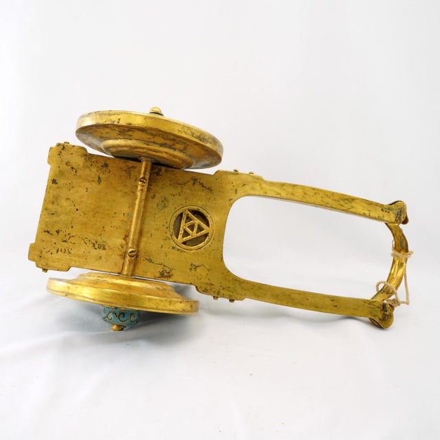 Chinese Brass Gilt Ox Drawn Cart With Cloisonné and Enamel 20th Century For Sale - Image 14 of 18