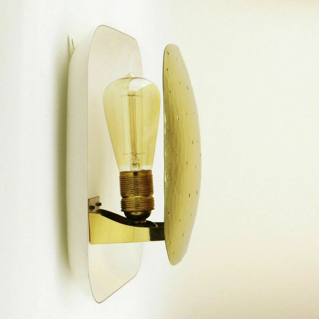 Mid-Century Modern Mid-Century White Brass Wall Light, 1960s For Sale - Image 3 of 8