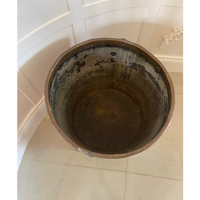 Metal Large Antique George III Copper and Brass Log Bin, 1800 For Sale - Image 7 of 8