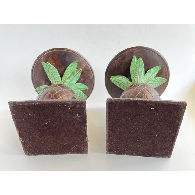 Bronze Vintage Large Pineapple Palm Taper or Pillar Candleholders - a Pair For Sale - Image 8 of 9