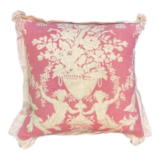 Contemporary Antique Printed Linen Pillow For Sale
