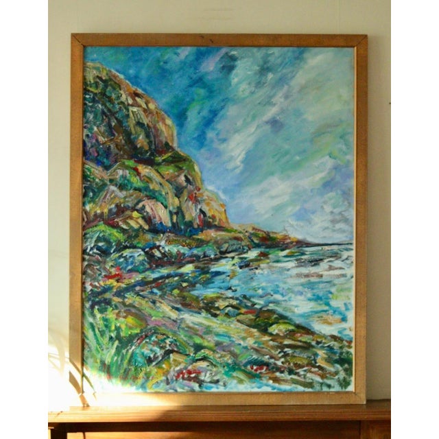 Mid-Century Modern M-B Swömbom-Backman, Vivid Coastline, Mid-20th Century, Oil on Canvas, Framed For Sale - Image 3 of 11