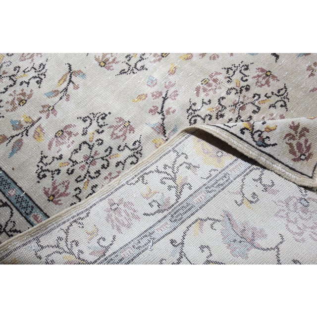 Vintage Turkish Floral Carpet – Hand-Knotted Elegance in Soft Pastels -6' 7'' X 10' For Sale - Image 12 of 13