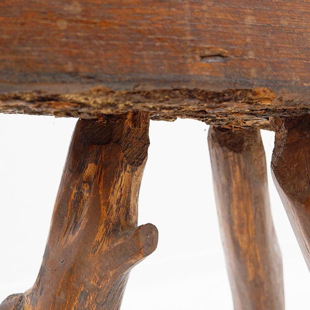 Brutalist Rustic Tripod Wooden Stool, 1950s For Sale - Image 6 of 13