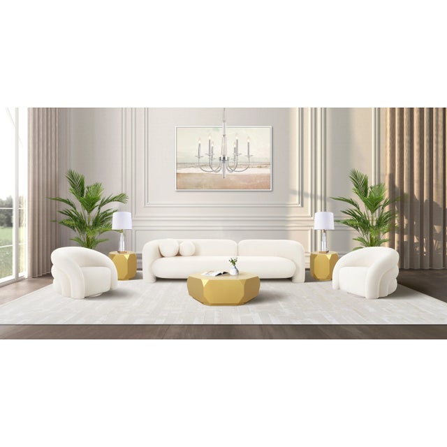 2020s Pasargad Home Azzurro Boucle Sofa With 2 Pillows, Ivory 92"w For Sale - Image 5 of 7