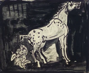 Kaupisch Von Reppert Irmgard, Ink Drawing - Startled in the Stall