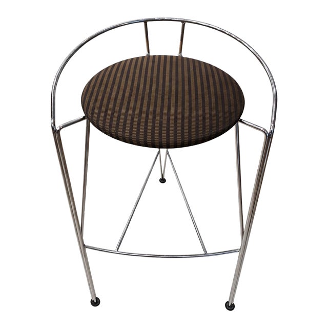 1980s Rare Authentic Pascal Morgue Silver Moon Bar Stools For Sale