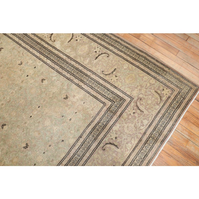 Zabihi Collection Light Green Elegant Antique Persian Tabriz Rug For Sale - Image 12 of 18