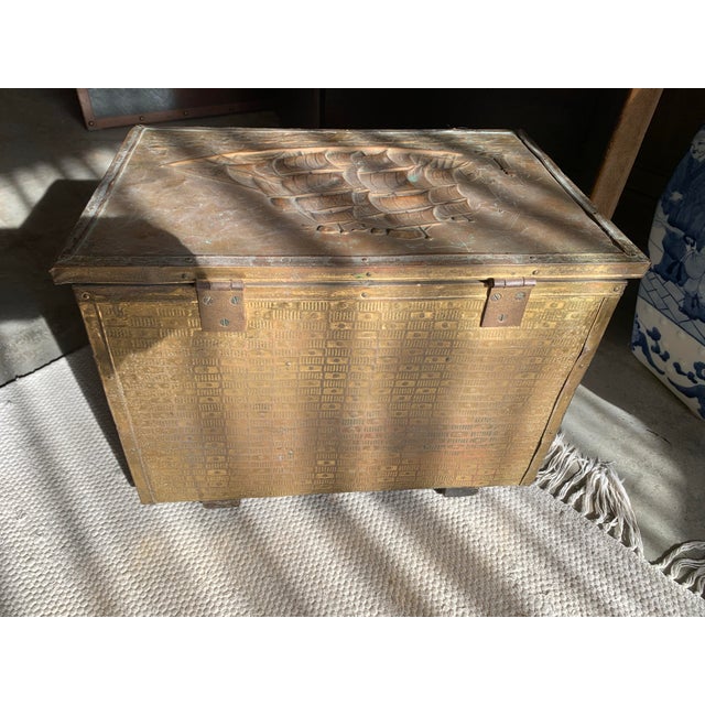 Brass Antique Brass Clad Wood Box Sailing Ships For Sale - Image 8 of 12