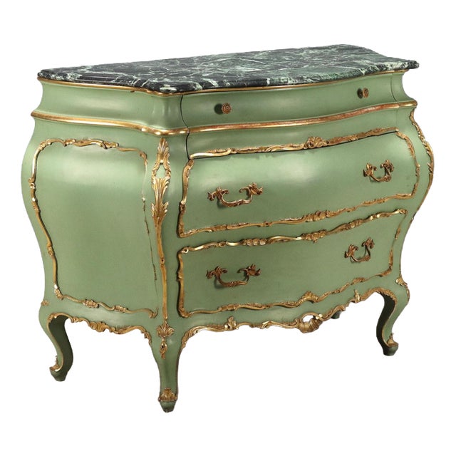Baroque Style Lacquered and Gilded Chest of Drawers For Sale