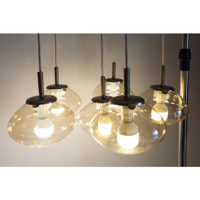 Cascade Chandelier with 6-Light Smoked Glass Drops, 1960s For Sale - Image 9 of 18