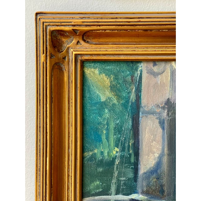 Late 20th Century Pair Modern Impressionist Oil Paintings of Garden by Day & Garden at Dusk, Framed For Sale - Image 11 of 17