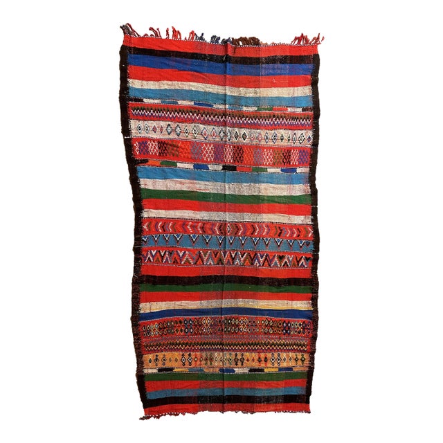 1980s Colorful Vintage Kilim Rug - 10.3 X 4.95 Ft For Sale