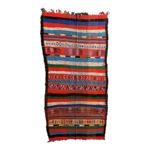 1980s Colorful Vintage Kilim Rug - 10.3 X 4.95 Ft