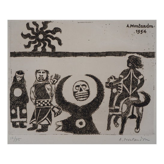 Aimé Montandon, Festival of the Sun, Etching For Sale