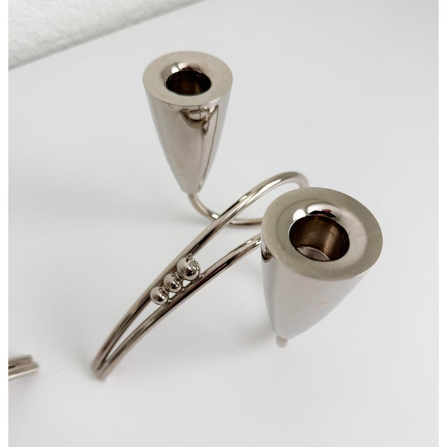 Metal 1940s Mexican Modernist Style Candlesticks - A Pair For Sale - Image 7 of 12