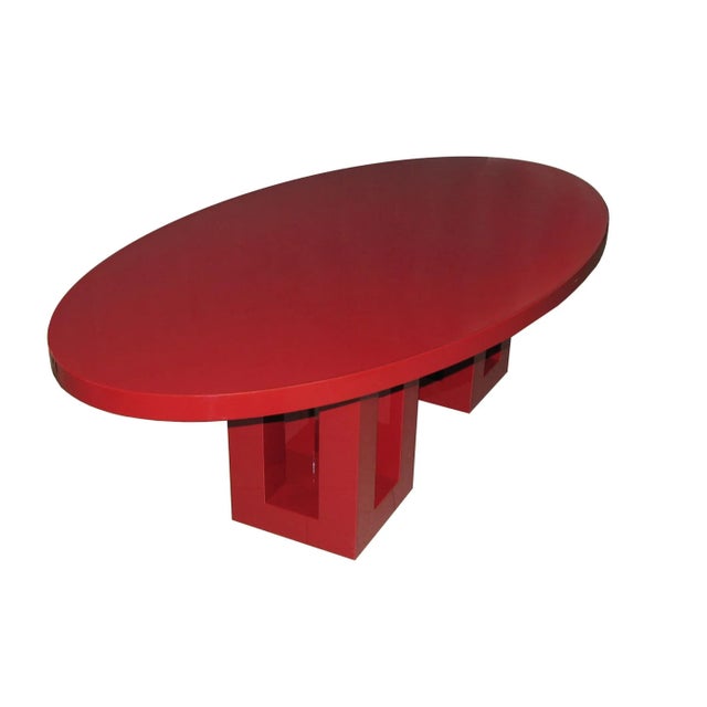 Large Red Lacquered Dining Table by Francois Champsaur, 1990s For Sale - Image 4 of 9